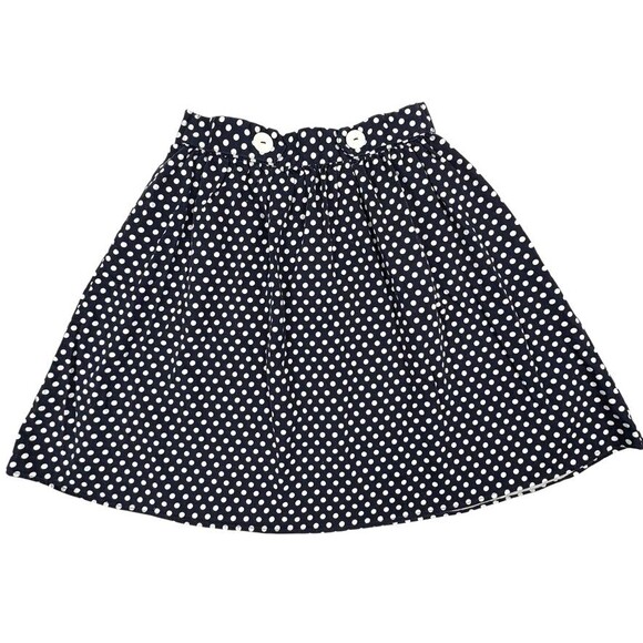 Modcloth Navy Polka Dot A-Line Knit Skirt Nautical Flirty Girly Date Night M - Picture 3 of 16